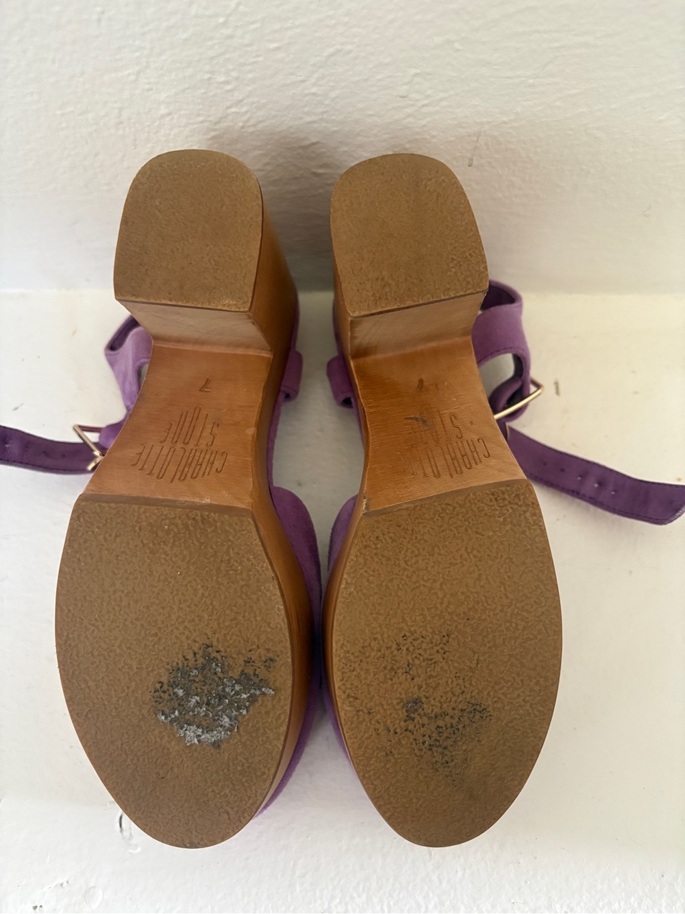 Charlotte Stone Maud Lilac Suede Block-Heel Ankle-Strap Pumps - Picture 6 of 6